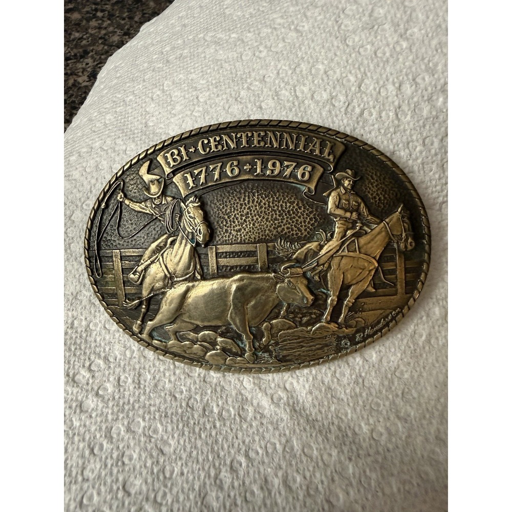 Tony Lama 1976 Bicentennial Solid Brass Belt Buckle Rodeo Cowboy Limited Ed 3825